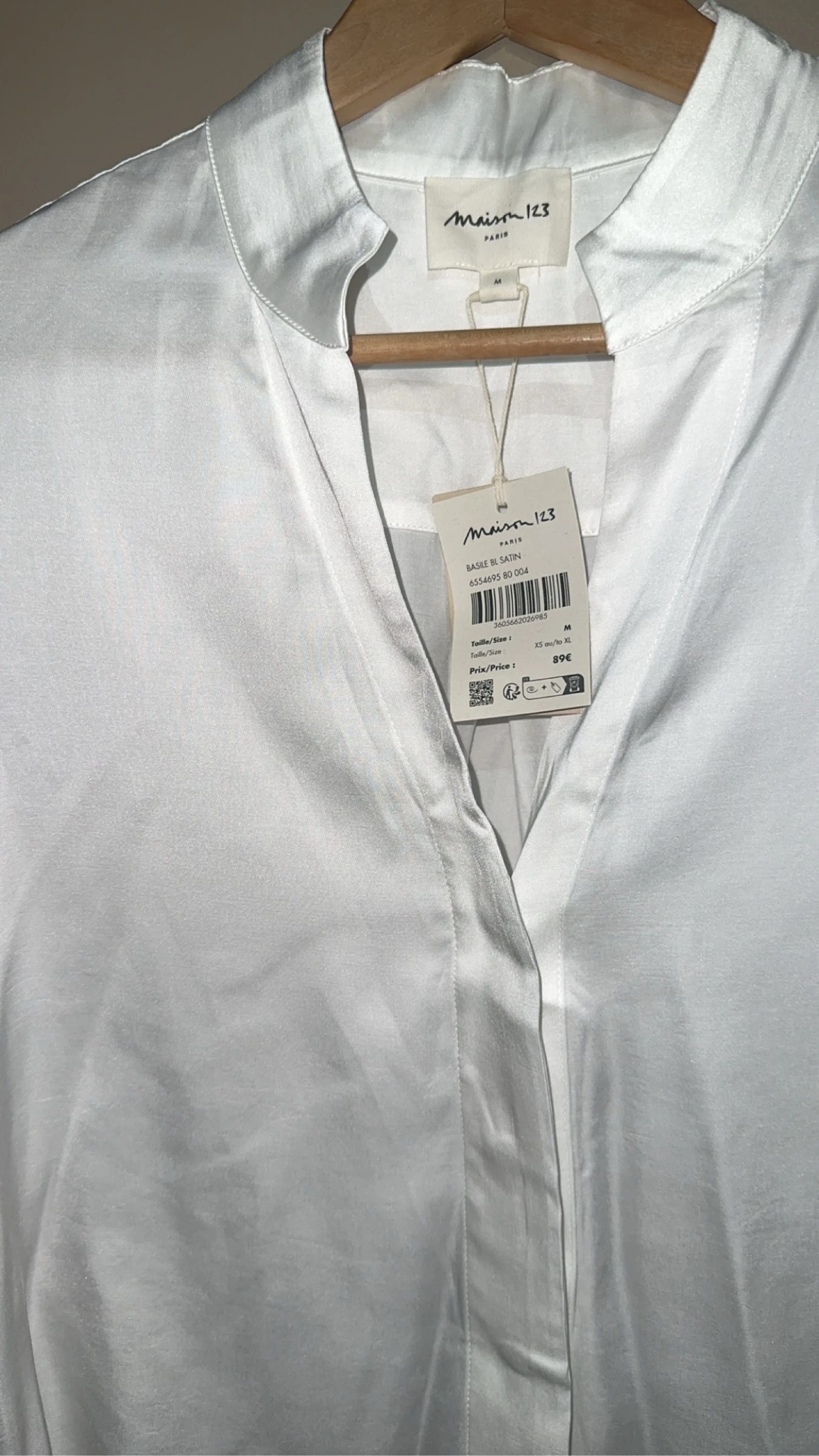 Blouse en satin blanc Maison 123 - Neuve avec étiquette - Taille M